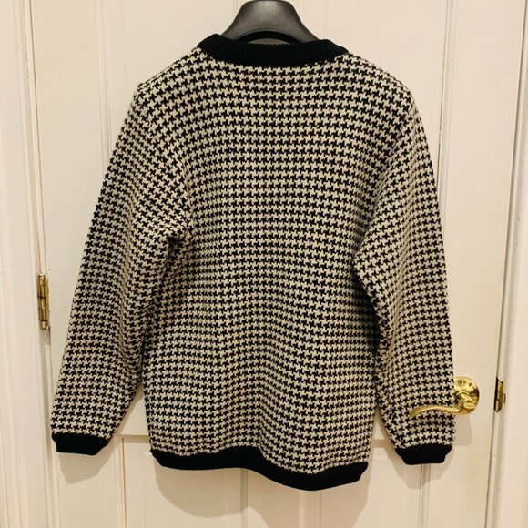 1950’s Brooks Brothers Vintage Thick Heavy Wool Women’s Cardigan Medium Dogtooth - Picture 14 of 14